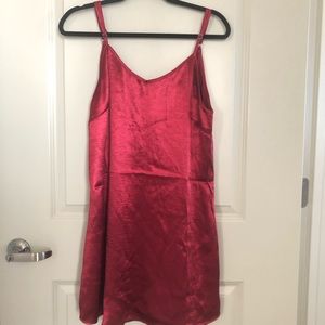 Red Satin Slip Dress